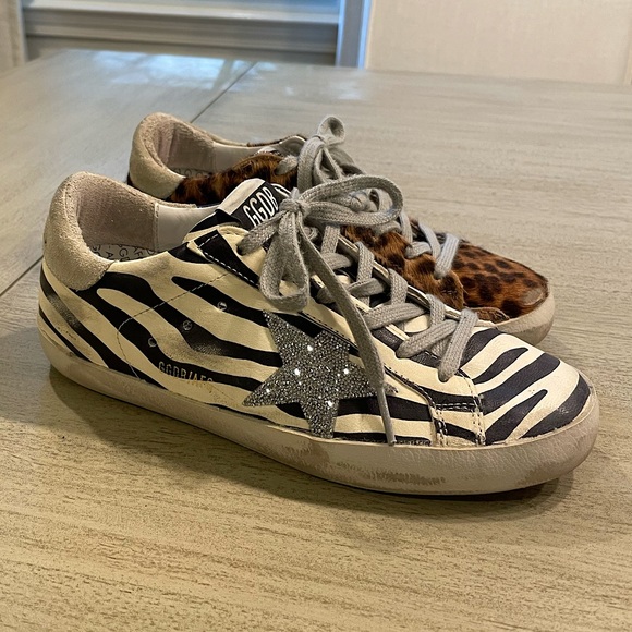 Golden Goose Shoes - Super-Star LTD sneakers in animal-print pony skin with Swarovski star